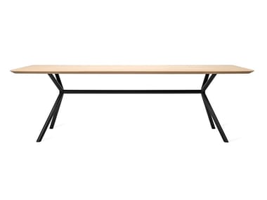 ELIAS - Rectangular oak dining table and steel base by Vincent Sheppard