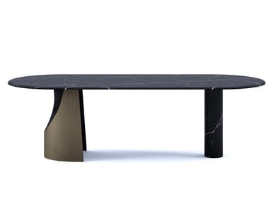 ELLIPSE - Oval Nero Marquina marble table by Paolo Castelli