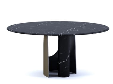 ELLIPSE - Round Nero Marquina marble table by Paolo Castelli