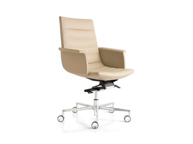 KEY - Swivel leather office chair with castors by Frezza