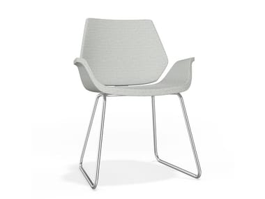 CENTURO I - Sled base upholstered fabric chair with armrests by Casala