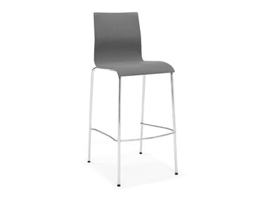 NOA BARSTOOL - Upholstered fabric barstool with footrest by Casala