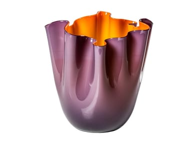 FAZZOLETTO OPALINO BICOLORE - Handmade blown glass vase by Venini