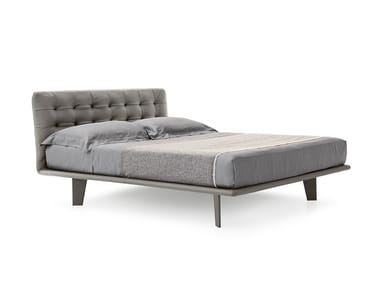 FILO - Leather double bed with tufted headboard by Pianca