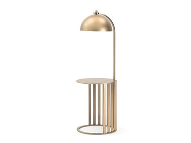 ROMA - Metal floor lamp with shelf by Turri