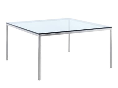 FLORENCE KNOLL - Square glass and steel table by Knoll