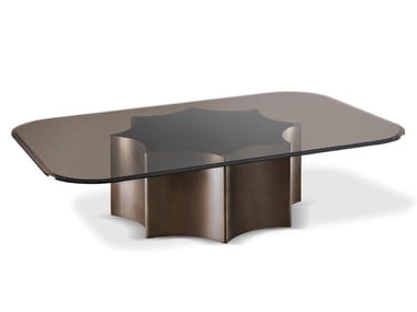 FLORIO - Low rectangular glass and steel coffee table by Cantori