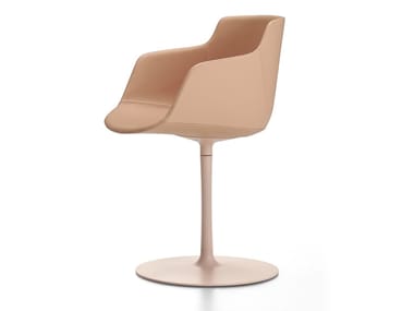 FLOW LEATHER - Swivel leather chair with armrests by MDF Italia