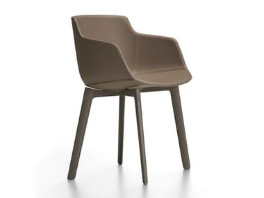 FLOW LEATHER - Upholstered leather chair with armrests by MDF Italia