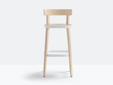 FOLK 2937 - High ash stool with footrest by Pedrali