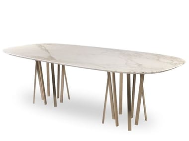 FOR HALL - Oval marble table by Paolo Castelli