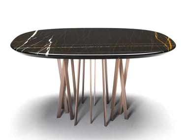 FOR HALL - Square table in marble and metal by Paolo Castelli