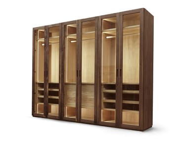 FOUR SEASONS GLASS - Sectional wood and glass wardrobe with drawers by Riva 1920
