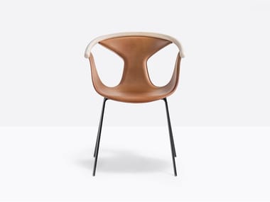 FOX 3728 - Tanned leather chair with armrests by Pedrali