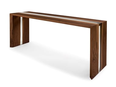 FRAME RESIN - Console in solid walnut with resin strip by Riva 1920
