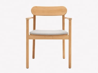 FREYA - Stackable teak garden chair with armrests - Cushion is not included by Vincent Sheppard