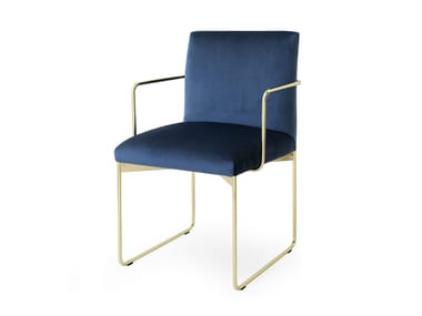 GALA - Sled base velvet chair with armrests by Calligaris