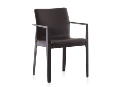 GARDA - Leather chair with armrests by Porro