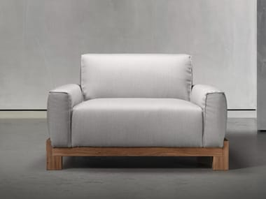 BENTE - Fabric garden armchair with armrests by Piet Boon