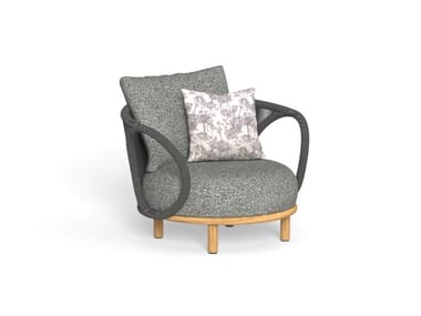 KAREN - Fabric garden armchair with removable cover with armrests by Talenti