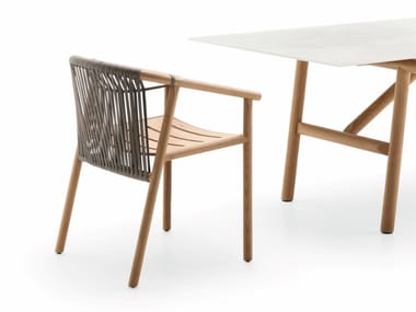 ISAMU - Wooden garden chair with armrests by Ditre Italia