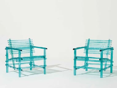 A'MARE - Outdoor polycarbonate easy chair with armrests by edra