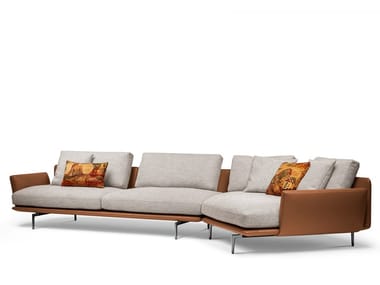 GET BACK - Sectional leather and fabric sofa by Poltrona Frau