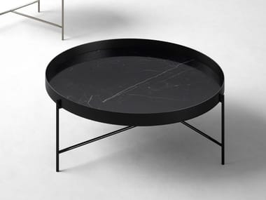 GLOBE - Low round metal coffee table with tray by Novamobili