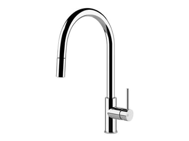 HELIUM - Brass kitchen mixer tap with pull out spray by Gessi