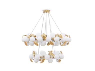 HERA ROUND II - Brass and frosted glass pendant lamp by Boca do Lobo