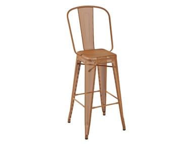 HGD PERFORATED - High metal stool with back by Tolix