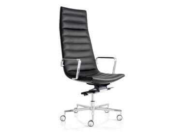 KEY - Swivel high-back leather executive chair with 5-spoke base by Frezza