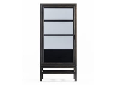 SILENT CABINET - Wood and glass highboard with doors by DE PADOVA