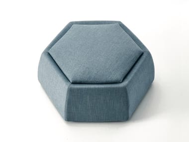 HONEY - Hexagonal upholstered fabric pouf by Saba Italia