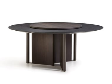 IN BETWEEN - Round reconstructed marble table with Lazy Susan by Lema