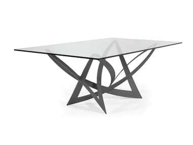 INFINITO - Rectangular glass and iron dining table by Reflex