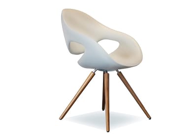 Moon - Integral polyurethane foam chair with wooden base by Tonon