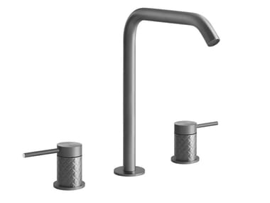 INTRECCIO - 3 hole countertop stainless steel washbasin mixer by Gessi