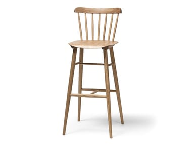 IRONICA - High wooden stool with back by TON