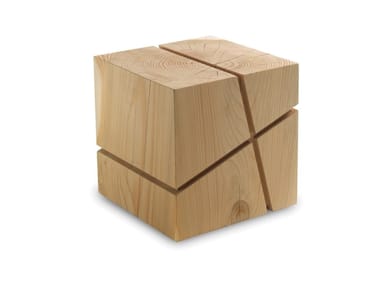 J+I CROCETTA - Low solid cedar wood stool by Riva 1920