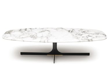 JANUS - Marble coffee table with 4-star base by Misuraemme