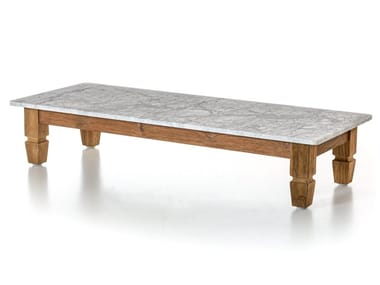 JEKO 14 - Reclaimed wood and marbre garden side table by Gervasoni