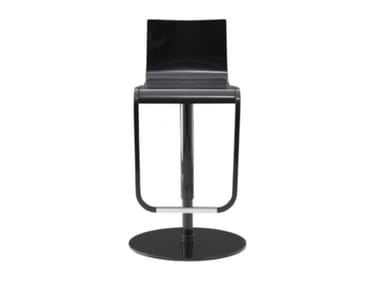 JOLIE - Height-adjustable steel and wood stool with footrest by Ligne Roset