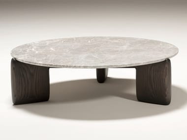 KANJI - Round ash and Fior di Pesco Carnico marble coffee table by Tacchini