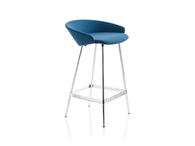 KARL - High chrome plated steel stool with footrest by Frezza