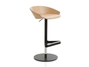 KARL - Swivel height-adjustable wood veneer office stool by Frezza