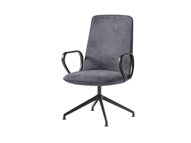 KORI - Swivel trestle-based fabric office chair with armrests by Inclass