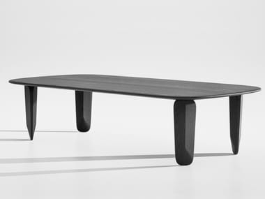 KUYU - Low rectangular solid wood coffee table by Zeitraum