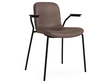 LANGUE STACK SOFT - Stackable leather chair with armrests by NORR11