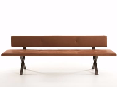 LAX - Upholstered leather bench with back by more